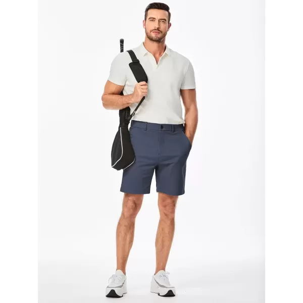imageJMIERR Mens ClassicFit 7quot Chino Short Summer Stretch Waist Cotton Twill Casual Dress Shorts with Pockets7 B Navy Blue