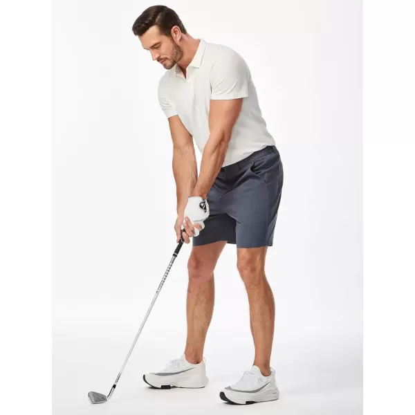 imageJMIERR Mens ClassicFit 7quot Chino Short Summer Stretch Waist Cotton Twill Casual Dress Shorts with Pockets7 B Navy Blue