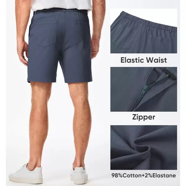 imageJMIERR Mens ClassicFit 7quot Chino Short Summer Stretch Waist Cotton Twill Casual Dress Shorts with Pockets7 B Navy Blue