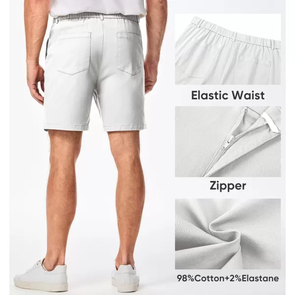 imageJMIERR Mens ClassicFit 7quot Chino Short Summer Stretch Waist Cotton Twill Casual Dress Shorts with Pockets7 B White