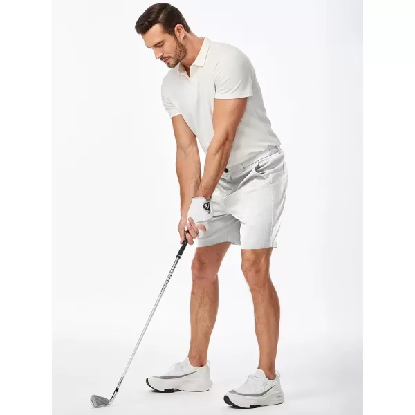 imageJMIERR Mens ClassicFit 7quot Chino Short Summer Stretch Waist Cotton Twill Casual Dress Shorts with Pockets7 B White