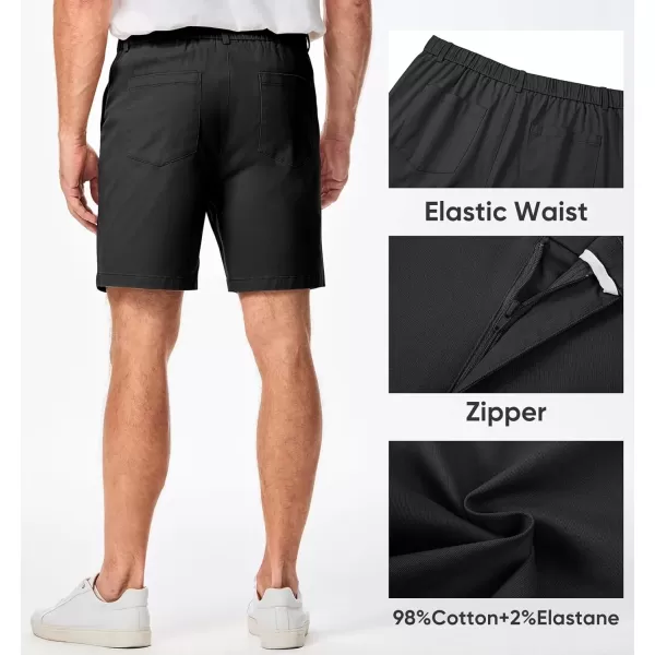 imageJMIERR Mens ClassicFit 7quot Chino Short Summer Stretch Waist Cotton Twill Casual Dress Shorts with Pockets7 Black