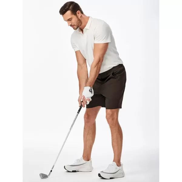 imageJMIERR Mens ClassicFit 7quot Chino Short Summer Stretch Waist Cotton Twill Casual Dress Shorts with Pockets7 Dark Brown