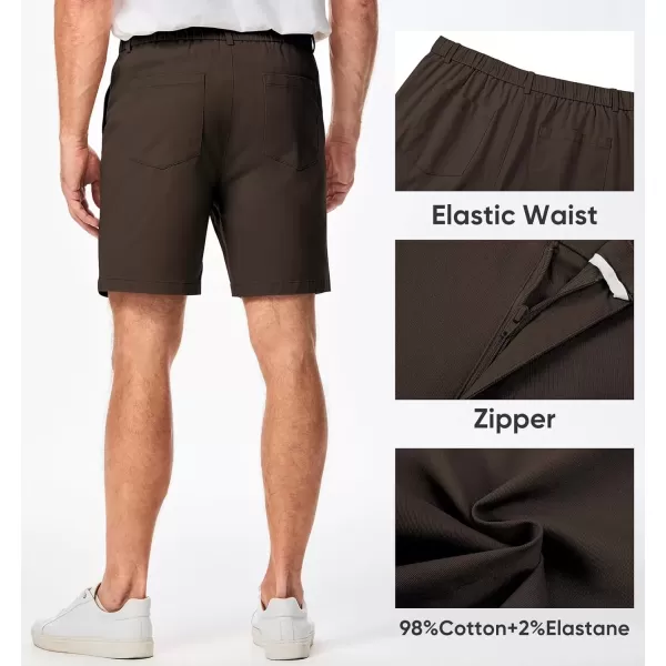 imageJMIERR Mens ClassicFit 7quot Chino Short Summer Stretch Waist Cotton Twill Casual Dress Shorts with Pockets7 Dark Brown