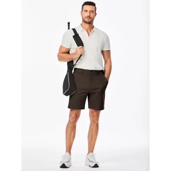 imageJMIERR Mens ClassicFit 7quot Chino Short Summer Stretch Waist Cotton Twill Casual Dress Shorts with Pockets7 Dark Brown