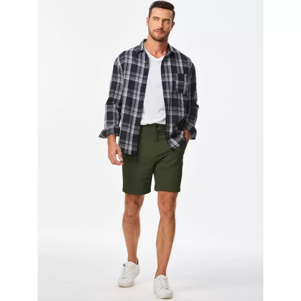 imageJMIERR Mens ClassicFit 7quot Chino Short Summer Stretch Waist Cotton Twill Casual Dress Shorts with Pockets7 Dark Green