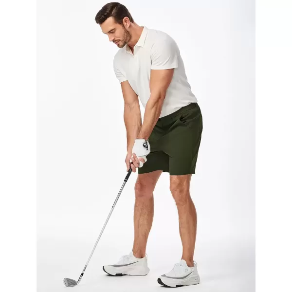 imageJMIERR Mens ClassicFit 7quot Chino Short Summer Stretch Waist Cotton Twill Casual Dress Shorts with Pockets7 Dark Green