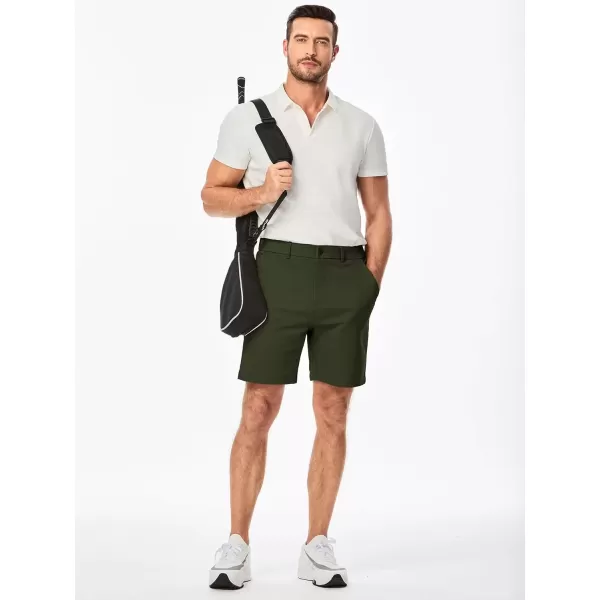 imageJMIERR Mens ClassicFit 7quot Chino Short Summer Stretch Waist Cotton Twill Casual Dress Shorts with Pockets7 Dark Green