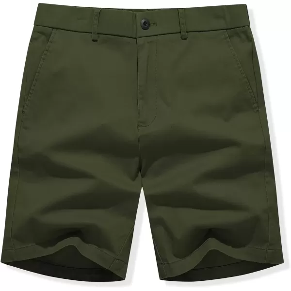 imageJMIERR Mens ClassicFit 7quot Chino Short Summer Stretch Waist Cotton Twill Casual Dress Shorts with Pockets7 Dark Green