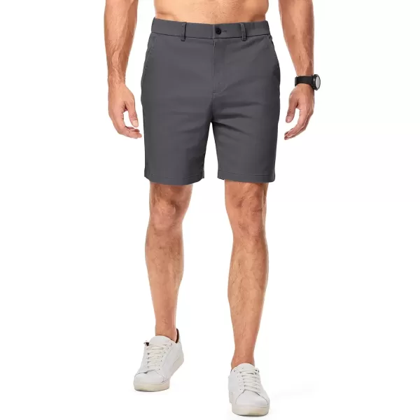imageJMIERR Mens ClassicFit 7quot Chino Short Summer Stretch Waist Cotton Twill Casual Dress Shorts with Pockets7 Dark Grey
