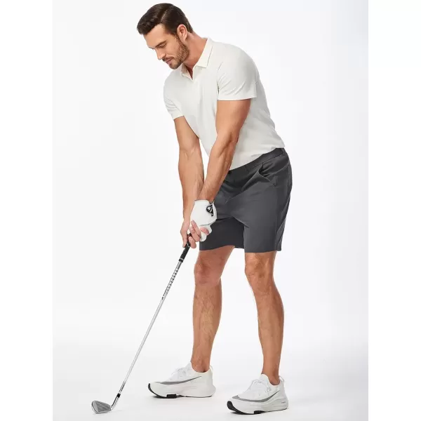 imageJMIERR Mens ClassicFit 7quot Chino Short Summer Stretch Waist Cotton Twill Casual Dress Shorts with Pockets7 Dark Grey