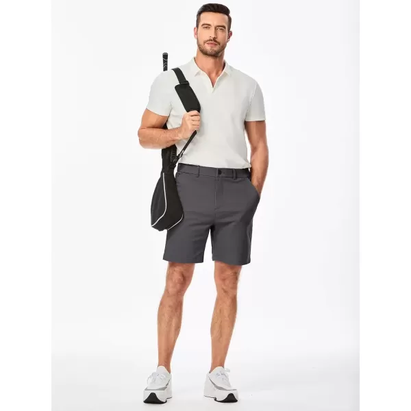 imageJMIERR Mens ClassicFit 7quot Chino Short Summer Stretch Waist Cotton Twill Casual Dress Shorts with Pockets7 Dark Grey