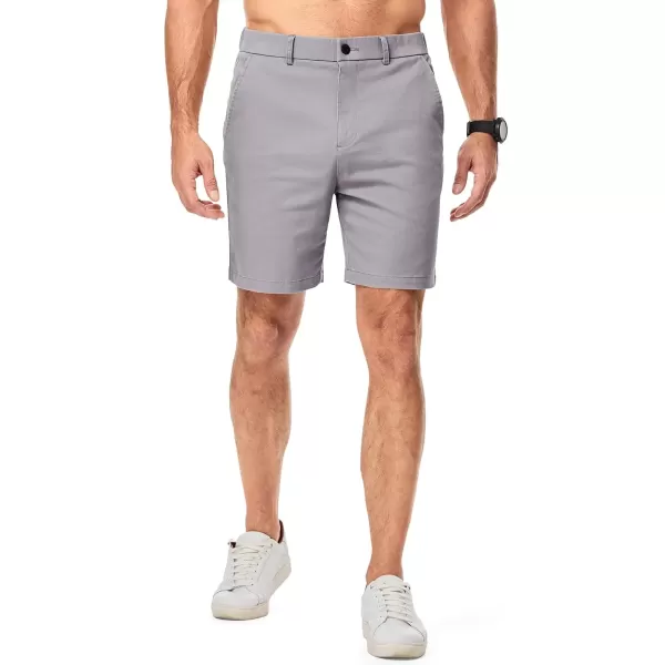imageJMIERR Mens ClassicFit 7quot Chino Short Summer Stretch Waist Cotton Twill Casual Dress Shorts with Pockets7 Grey