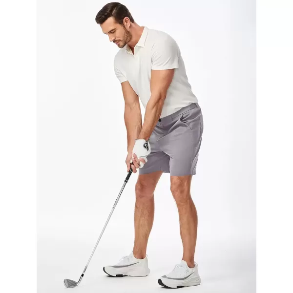 imageJMIERR Mens ClassicFit 7quot Chino Short Summer Stretch Waist Cotton Twill Casual Dress Shorts with Pockets7 Grey