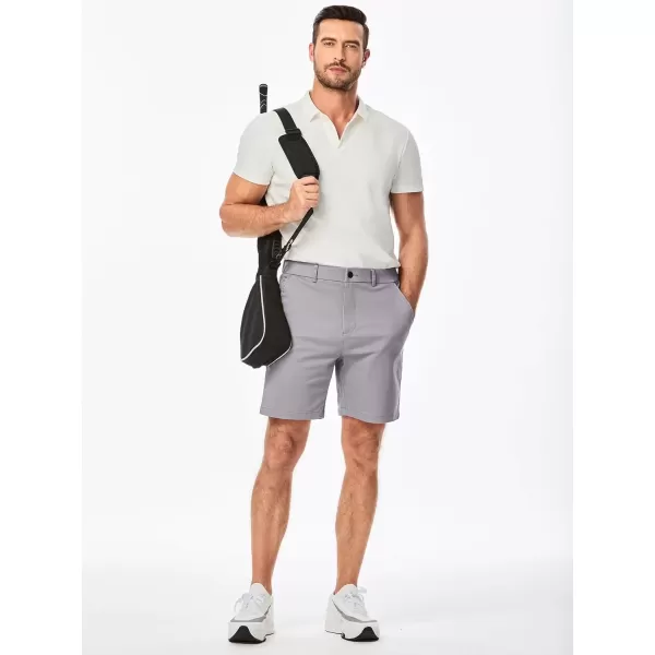imageJMIERR Mens ClassicFit 7quot Chino Short Summer Stretch Waist Cotton Twill Casual Dress Shorts with Pockets7 Grey