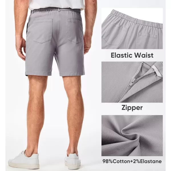 imageJMIERR Mens ClassicFit 7quot Chino Short Summer Stretch Waist Cotton Twill Casual Dress Shorts with Pockets7 Grey