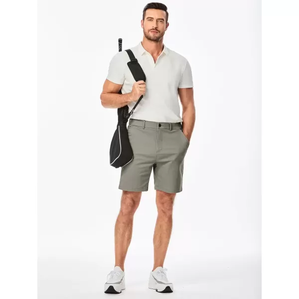 imageJMIERR Mens ClassicFit 7quot Chino Short Summer Stretch Waist Cotton Twill Casual Dress Shorts with Pockets7 Light Grey