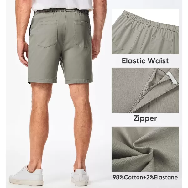 imageJMIERR Mens ClassicFit 7quot Chino Short Summer Stretch Waist Cotton Twill Casual Dress Shorts with Pockets7 Light Grey
