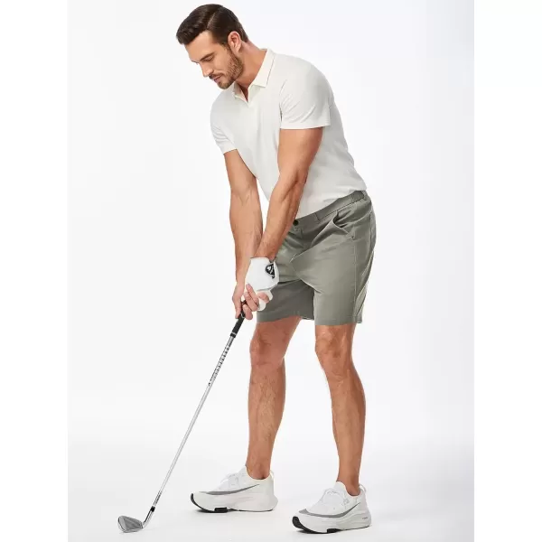 imageJMIERR Mens ClassicFit 7quot Chino Short Summer Stretch Waist Cotton Twill Casual Dress Shorts with Pockets7 Light Grey