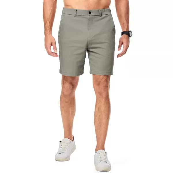 imageJMIERR Mens ClassicFit 7quot Chino Short Summer Stretch Waist Cotton Twill Casual Dress Shorts with Pockets7 Light Grey
