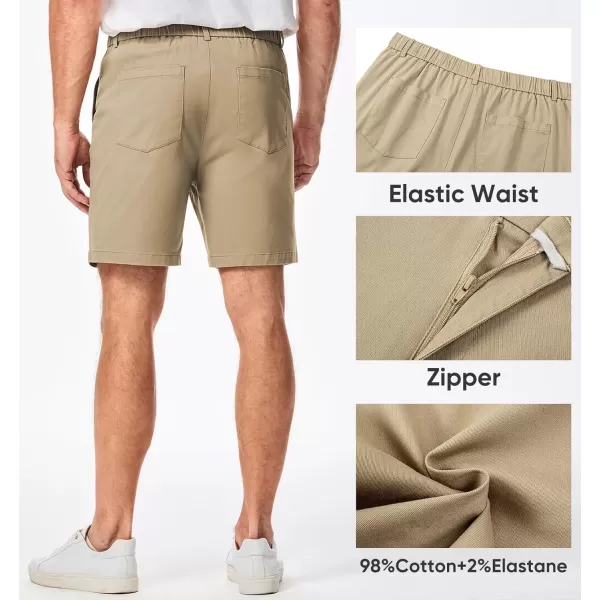imageJMIERR Mens ClassicFit 7quot Chino Short Summer Stretch Waist Cotton Twill Casual Dress Shorts with Pockets7 Tan