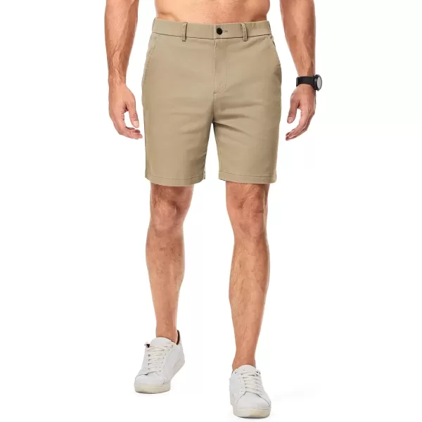 imageJMIERR Mens ClassicFit 7quot Chino Short Summer Stretch Waist Cotton Twill Casual Dress Shorts with Pockets7 Tan
