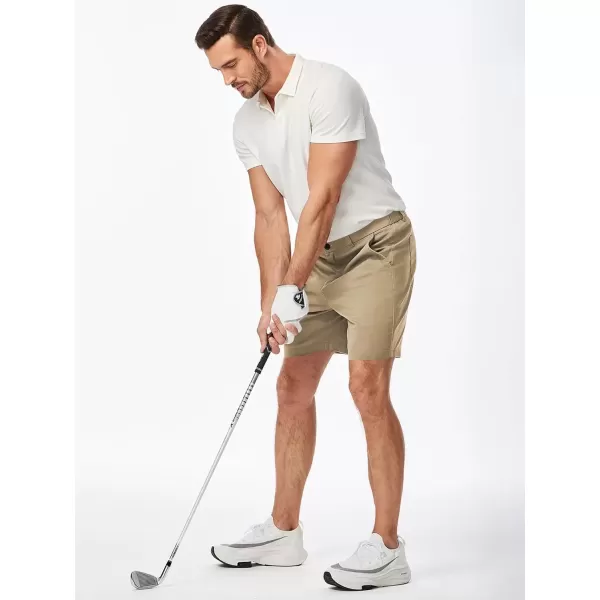 imageJMIERR Mens ClassicFit 7quot Chino Short Summer Stretch Waist Cotton Twill Casual Dress Shorts with Pockets7 Tan