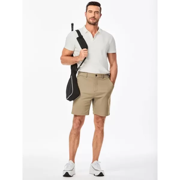imageJMIERR Mens ClassicFit 7quot Chino Short Summer Stretch Waist Cotton Twill Casual Dress Shorts with Pockets7 Tan