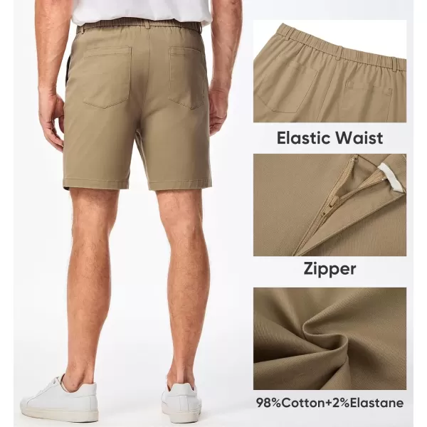 imageJMIERR Mens ClassicFit 7quot Chino Short Summer Stretch Waist Cotton Twill Casual Dress Shorts with Pockets7 a Khaki