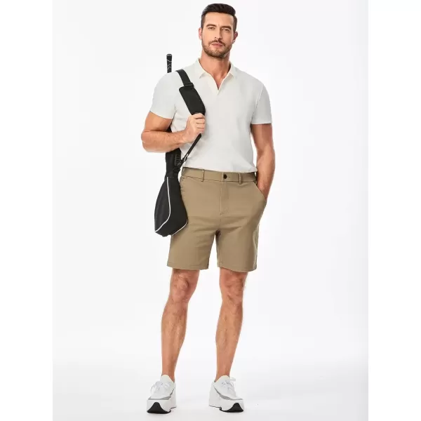 imageJMIERR Mens ClassicFit 7quot Chino Short Summer Stretch Waist Cotton Twill Casual Dress Shorts with Pockets7 a Khaki