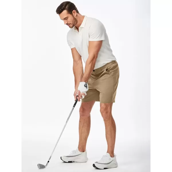 imageJMIERR Mens ClassicFit 7quot Chino Short Summer Stretch Waist Cotton Twill Casual Dress Shorts with Pockets7 a Khaki
