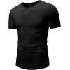 imageJMIERR Mens Muscle Henley Shirts Casual Short Sleeve Basic Button Longline TShirt Gym Workout Athletic TeeBlack