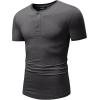 imageJMIERR Mens Muscle Henley Shirts Casual Short Sleeve Basic Button Longline TShirt Gym Workout Athletic TeeDark Grey