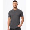 imageJMIERR Mens Muscle Henley Shirts Casual Short Sleeve Basic Button Longline TShirt Gym Workout Athletic TeeDark Grey