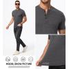 imageJMIERR Mens Muscle Henley Shirts Casual Short Sleeve Basic Button Longline TShirt Gym Workout Athletic TeeDark Grey