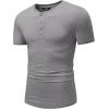 imageJMIERR Mens Muscle Henley Shirts Casual Short Sleeve Basic Button Longline TShirt Gym Workout Athletic TeeGrey