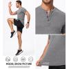 imageJMIERR Mens Muscle Henley Shirts Casual Short Sleeve Basic Button Longline TShirt Gym Workout Athletic TeeGrey