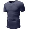 imageJMIERR Mens Muscle Henley Shirts Casual Short Sleeve Basic Button Longline TShirt Gym Workout Athletic TeeNavy Blue