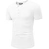 imageJMIERR Mens Muscle Henley Shirts Casual Short Sleeve Basic Button Longline TShirt Gym Workout Athletic TeeWhite