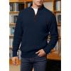imageJMIERR Mens Quarter Zip Sweater Lightweight Mock Neck Casual Long Sleeve Knitted Solid Pullover SweatersA5 Navy Blue