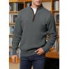 imageJMIERR Mens Quarter Zip Sweater Lightweight Mock Neck Casual Long Sleeve Knitted Solid Pullover SweatersA7 Dark Grey