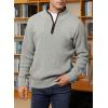imageJMIERR Mens Quarter Zip Sweater Lightweight Mock Neck Casual Long Sleeve Knitted Solid Pullover SweatersA8 Medium Grey