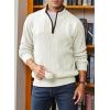 imageJMIERR Mens Quarter Zip Sweater Lightweight Mock Neck Casual Long Sleeve Knitted Solid Pullover SweatersA9 Bright White