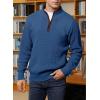 imageJMIERR Mens Quarter Zip Sweater Lightweight Mock Neck Casual Long Sleeve Knitted Solid Pullover SweatersA9 Prussian Blue