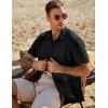 imageJMIERR Mens Seersucker Shirts Short Sleeve Casual Shirt Button Down Shirt Beach Summer Wedding TopsBlack