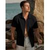 imageJMIERR Mens Seersucker Shirts Short Sleeve Casual Shirt Button Down Shirt Beach Summer Wedding TopsBlack