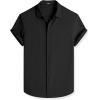 imageJMIERR Mens Seersucker Shirts Short Sleeve Casual Shirt Button Down Shirt Beach Summer Wedding TopsBlack