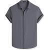 imageJMIERR Mens Seersucker Shirts Short Sleeve Casual Shirt Button Down Shirt Beach Summer Wedding TopsDark Grey