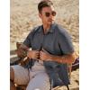 imageJMIERR Mens Seersucker Shirts Short Sleeve Casual Shirt Button Down Shirt Beach Summer Wedding TopsDark Grey