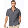 imageJMIERR Mens Seersucker Shirts Short Sleeve Casual Shirt Button Down Shirt Beach Summer Wedding TopsDark Grey